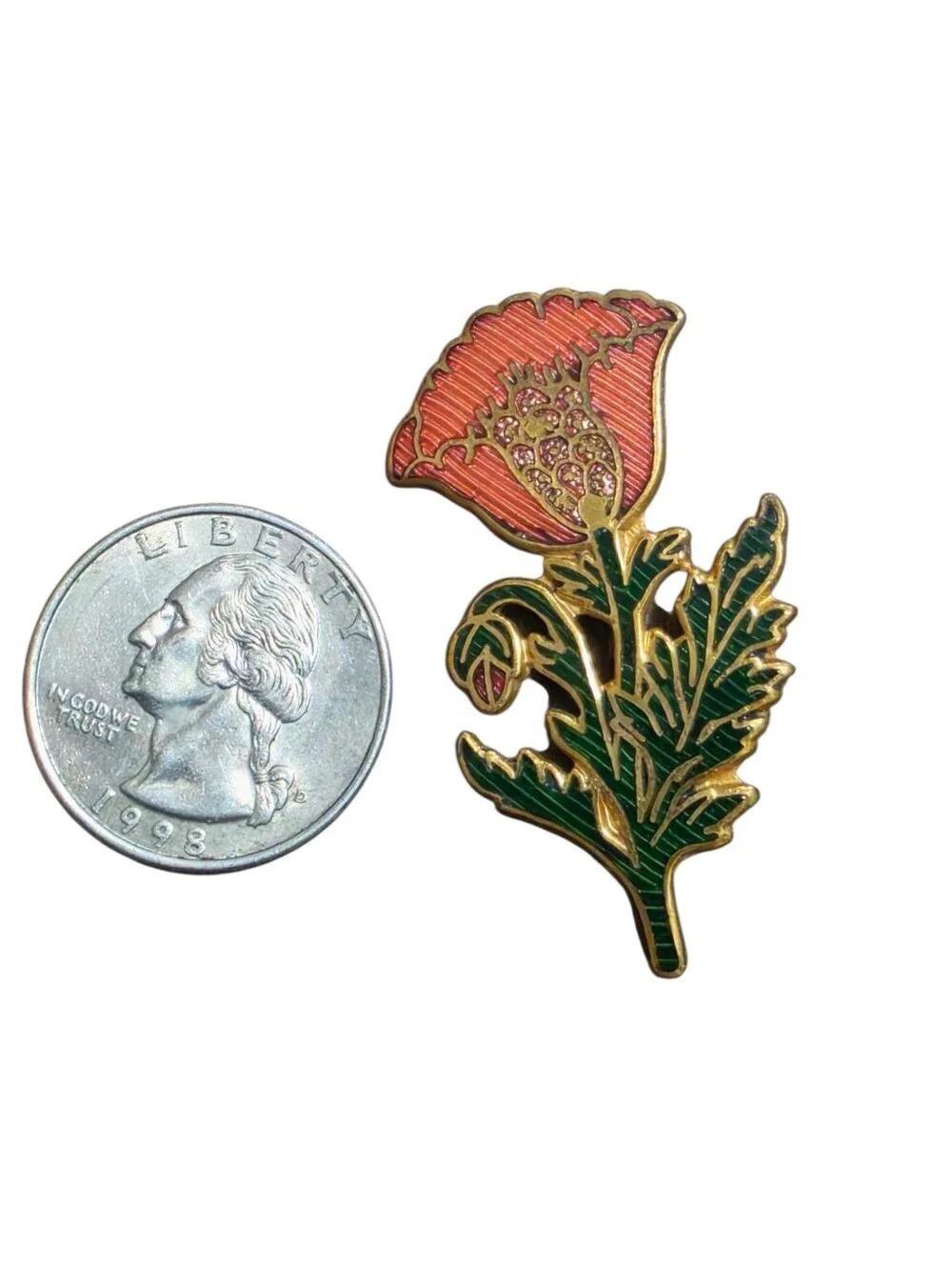 Vintage 1985 Enamel Flower Brooch